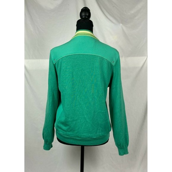Vtg Golden Bear Jack Nicklaus Golf Jacket Womens Knit & Cotton Twill Green White - Picture 3 of 8